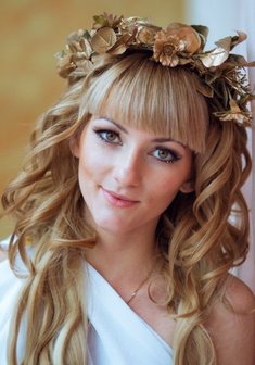 Cвадебная прическа Т17476 с распущенными волосами