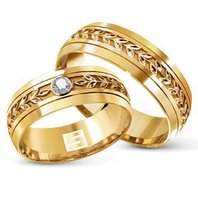 Обручальные кольца S6907 из желтого золота, гладкое и фигурное