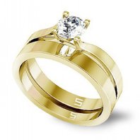 Помолвочное кольцо К-2100-S6909 из желтого золота, гладкое